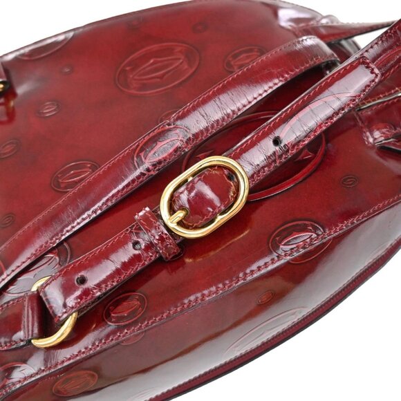 CARTIER Birthday Backpack Shoulder Bag Patent Leather Red GHW France 268-082525 - Picture 8 of 14